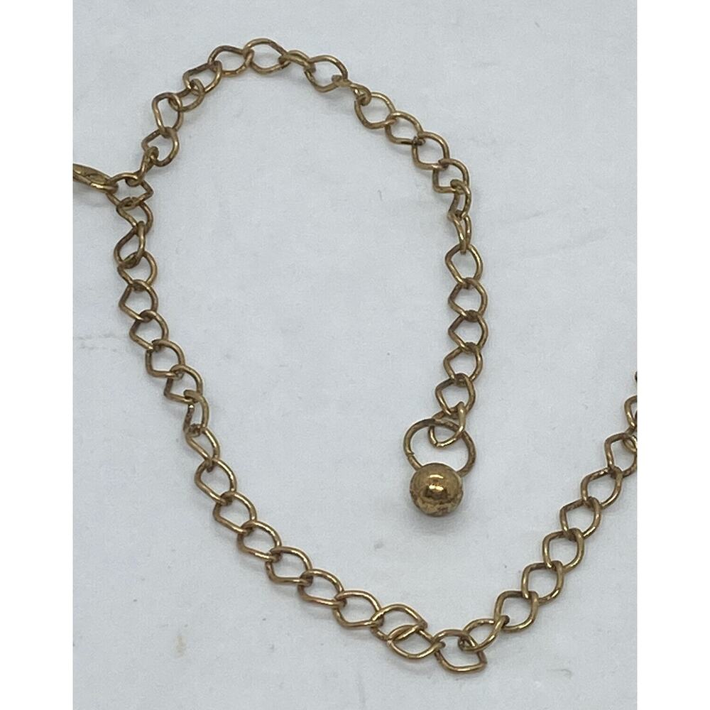 Fashion Gold Metal 34” Chain Necklace Plastic White Beads Rhinestones Estate - Picture 4 of 10